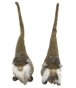 Glückswichtel 43cm Boy & Girl braun kariert - Herz und Stern