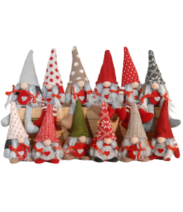 Glückswichtel mit Zopf mit/ohne Hängefüße 14/22cm 12 sort.
