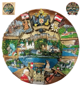 Souvenir Teller Ansicht "AUSTRIA" bemalt 22cm