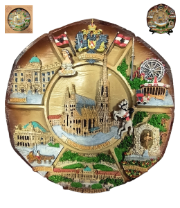 Souvenir Teller Ansicht "WIEN - VIENNA" bemalt 22cm