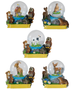 Souvenir Schneekugel Alpentiere & Schleife 45 mm 6 fach