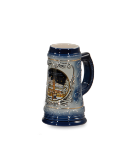Souvenir Bierkrug 12 cm blau mit Ansicht