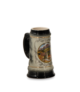 Souvenir Bierkrug 12 cm schwarz mit Ansicht