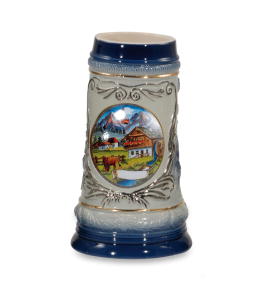 Souvenir Bierkrug 16 cm blau mit Ansicht