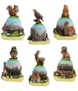 Souvenir Glocken mit Tiere & Schleife 8 cm 6 fach