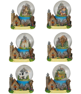 Souvenir Schneekugel & Kirche 65 mm 6 fach sort.