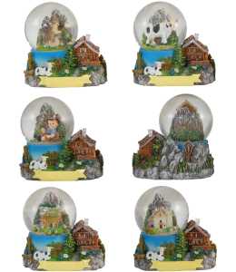 Souvenir Schneekugel & Hof 65 mm 6 fach sort.