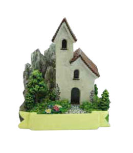 Souvenir Alpen Kirche Sommer & Schleife 8 cm