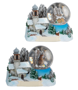 Souvenir Palla di neve 3D inverno e chiesa 4ass.