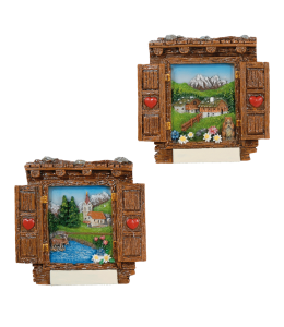 Souvenir Magnet Fenster & Schleife 7 cm 4 fach