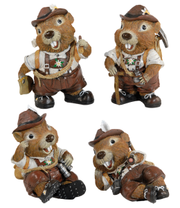 Souvenir Murmel Tiere stehend/sitzend 17 cm 4 fach