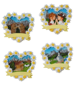 Souvenir Magnet Edelweissherz/Liebespaar 7 cm