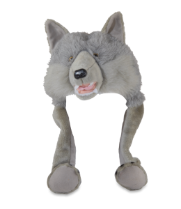 Cappello pelouche lupo grigio 55cm
