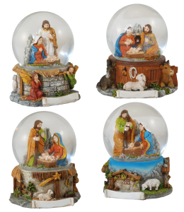 Souvenir palla di neve presepe&nastro 65mm 4ass.