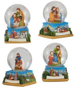 Souvenir palla di neve presepe&nastro 45mm quad.