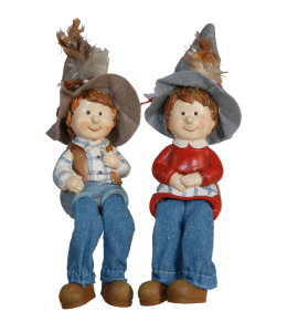 Bambini tirolesi con beretto 10cm 2 ass