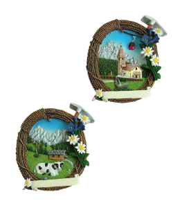 Souvenir Magnet Bergsteiger & Schleife 4fach sort.