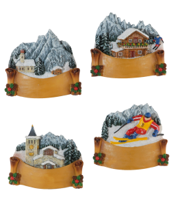 Souvenir Magnet Landschaft & Schleife Winter 4fach