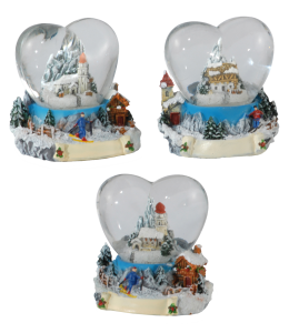 Souvenir palla di neve invernale cuore 45mm 4 ass