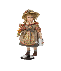 Porzellanpuppe mit Gießkanne 42cm