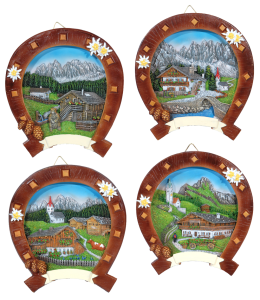 Souvenir Wanddeko Hufeisen 13 cm 4fach sortiert
