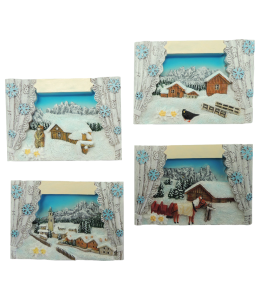 Souvenir Magnet Winter Fenster & Schnee 4fach