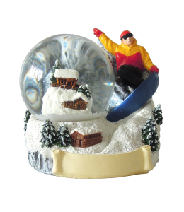 Souvenir Palla di neve inverno Snowboarder 45 mm