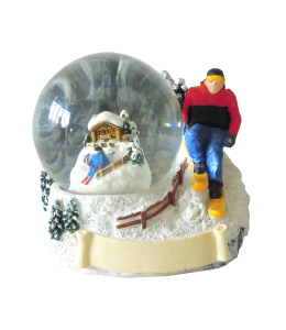 Souvenir Palla di neve inverno sciatore 45 mm
