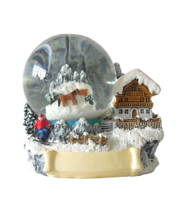 Souvenir Palla di neve inverno baita 45 mm