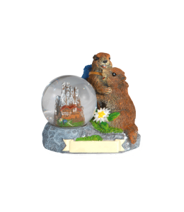 Souvenir Schneekugel Murmelpaar 45 mm 6sort