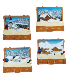 Souvenir Magnet Winter Koffer 4 fach sortiert