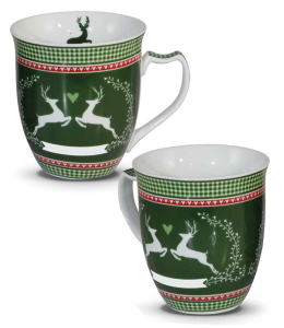 Porcellan Tasse Motiv : Hirsch 10cm grün