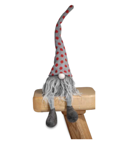 Glückswichtel 38cm Boy Hängefüsse grau mit Pois