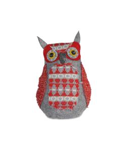Gufo in tessuto 24cm rosso e grigio