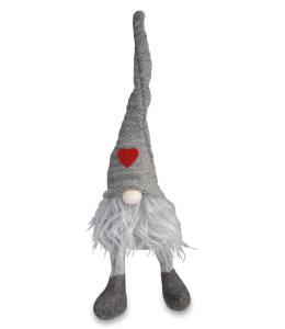 Glückswichtel 40cm Boy Hängefüsse Grau mit Herz