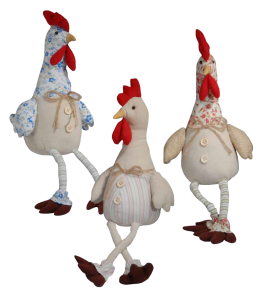 Glückshahn 42cm mit Hängefüsse 3 sortiert
