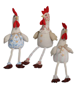Glückshahn 35cm mit Hängefüsse 3 sortiert