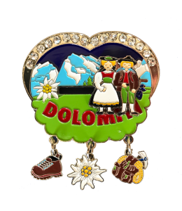 Metallmagnete Dolomiti mit Trachtenpaar 7,5cm