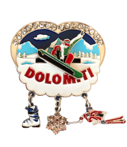 Metallmagnete Dolomiti mit Snowboarder 7,5cm