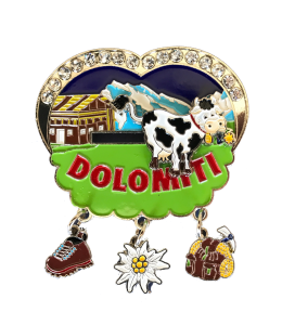 Metallmagnete Dolomiti mit Kuh 7,5cm