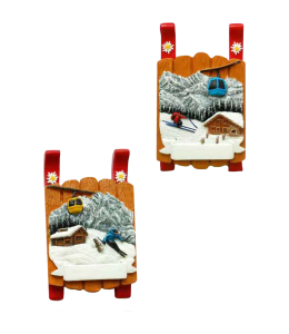 Souvenir Magnet Schlitten & Schleife 4 fach sortiert