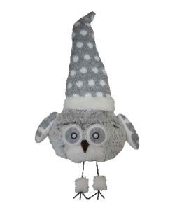 Gufo portafortuna 43cm in piedi grigio