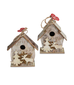 Souvenir Holzartikel 11cm Winterbaum & Elch