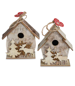 Souvenir Holzartikel 13cm Winterbaum & Elch