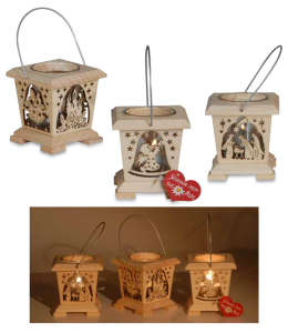Souvenir articoli in legno 8,5cm portacandela con motivi nat