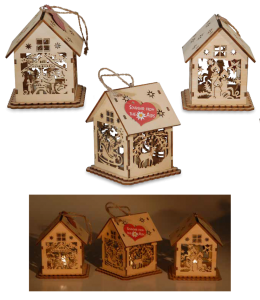 Souvenir Holzartikel 11cm 3sort mit Led Wintermotive