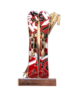 Metallmagnete Winter Ski & Stöcke mit Schleife 6,7 cm