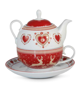 Porzellan Tea for one Herzdecor ( Tasse - Kanne )