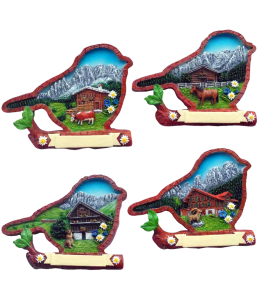 Souvenir Magnet Sommer Vogel Deco mit Schleife 4fach sort