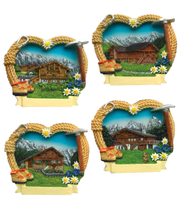 Souvenir Magnet Sommer Landschaft Herz Decor Schleife 4fach
